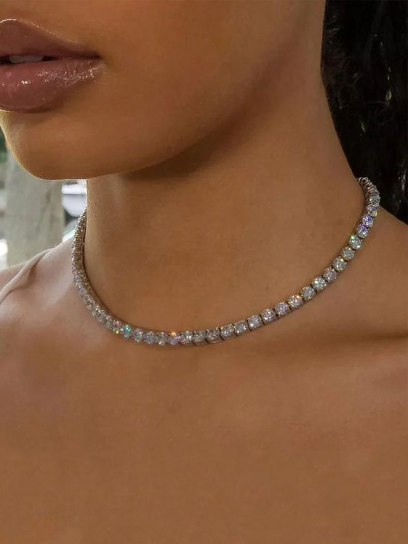 Comprar Collar Tennis Plateado en Electroshopy - Ángulo 3